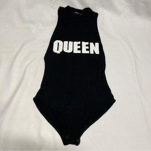 Black mock neck muscle tee cut bodysuit by Shein size S